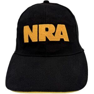 NRA Black / Gold Embroidered Strapback Cap – National Rifle Association Hat